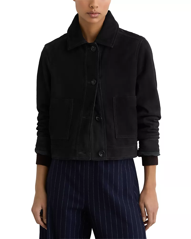 Reiss Petites Sonny Suede Trucker Jacket