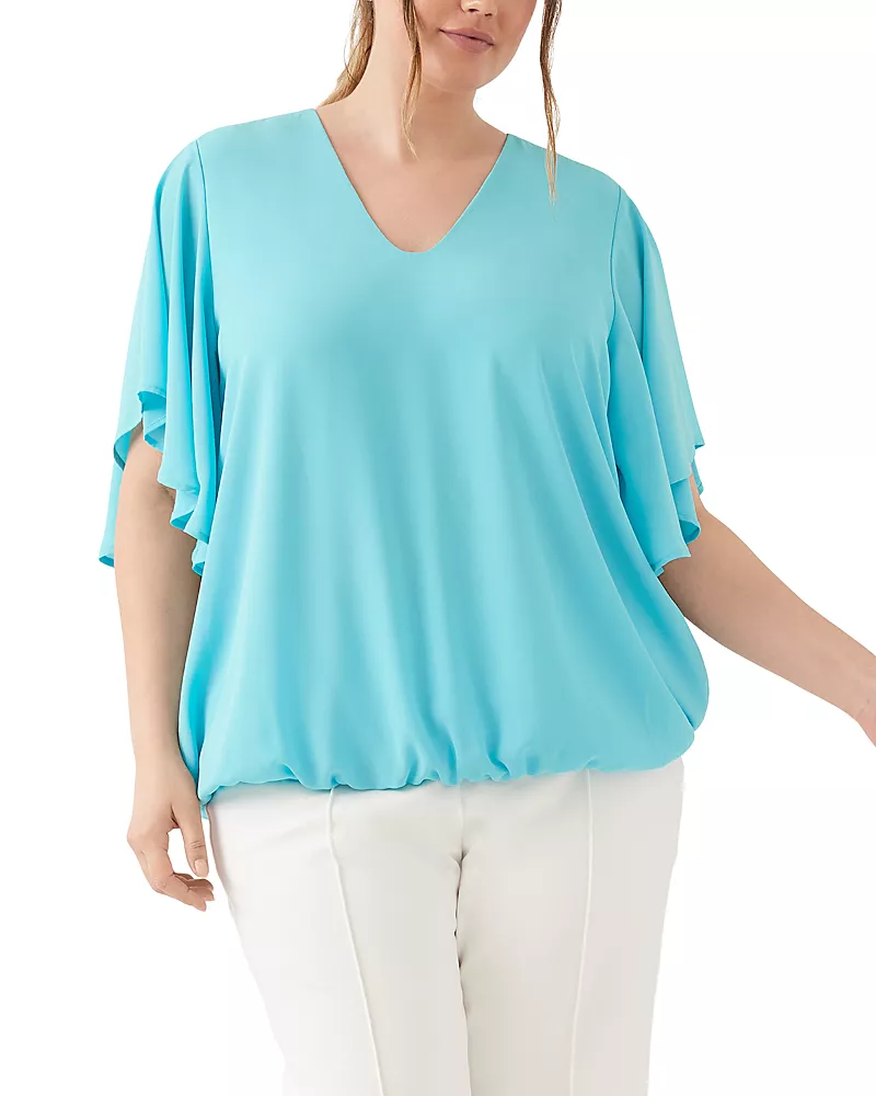 Karen Kane Plus Size Flutter Sleeve V Neck Top