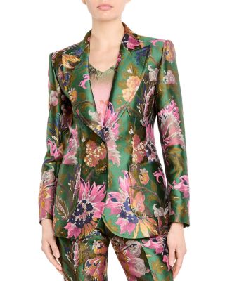 Floral Peak Lapel Fitted Jacket