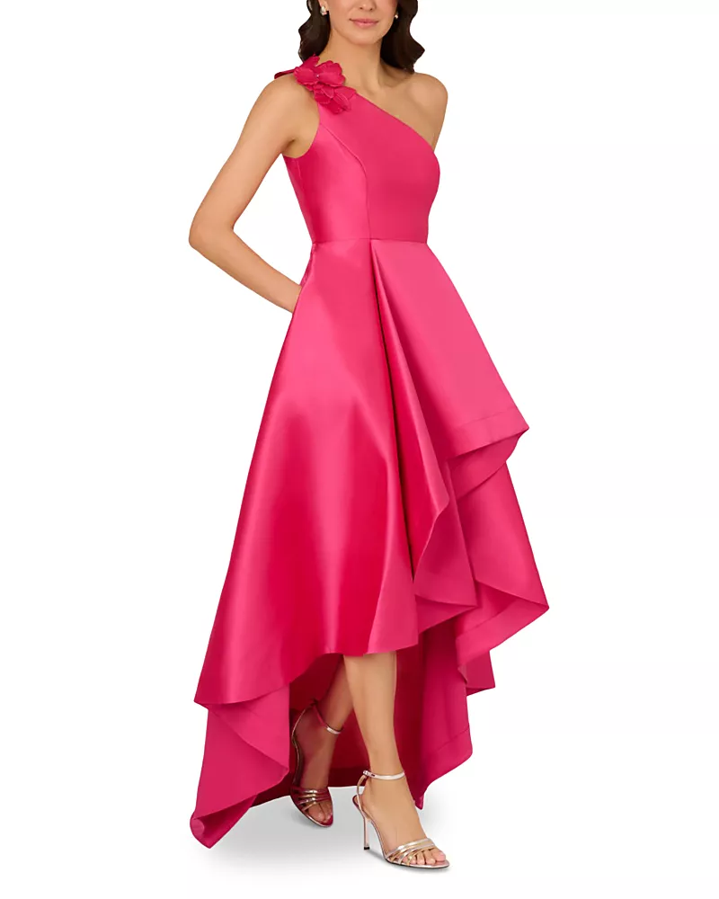 Adrianna Papell Mikado High Low Gown