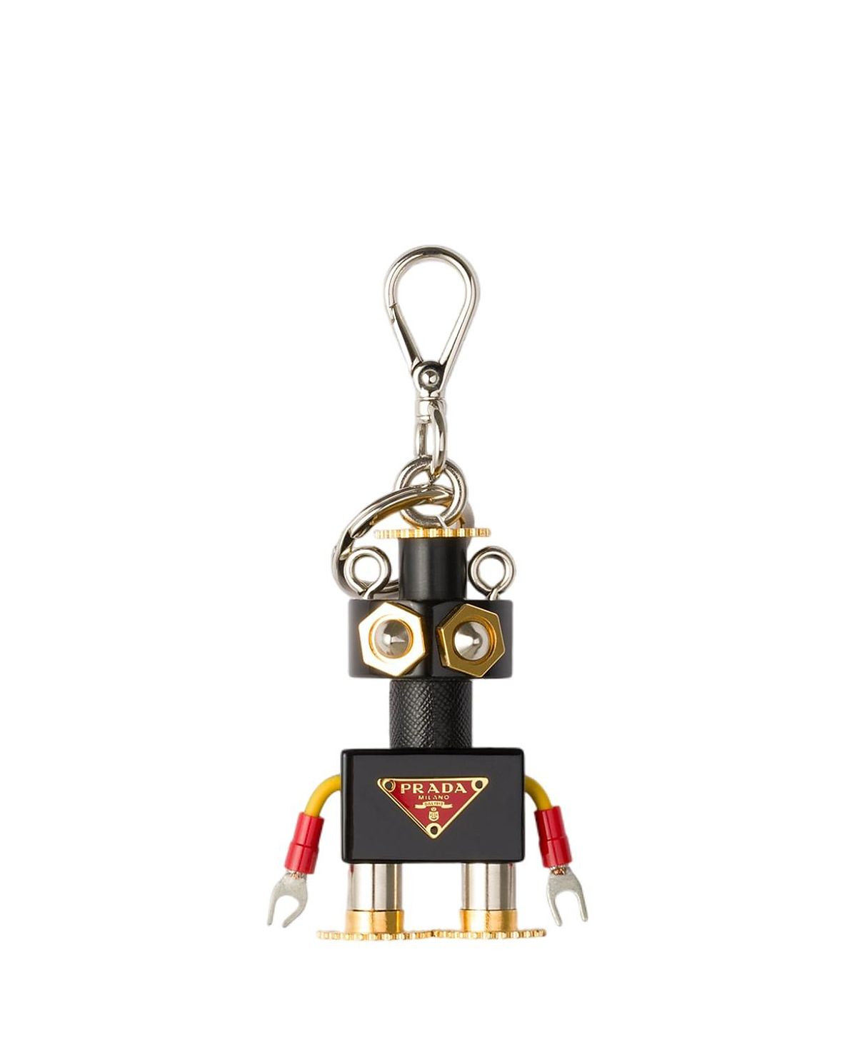 Prada Robot Plexiglas And Saffiano Leather Keychain Charm