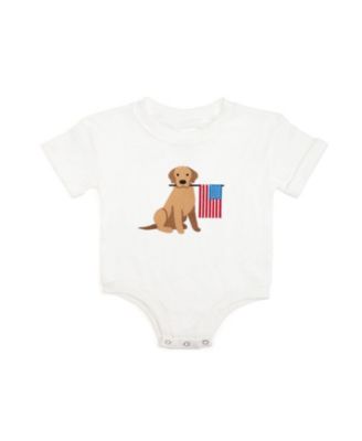 Boys' Patriotic Pup Patch Short Sleeve Romper - Baby