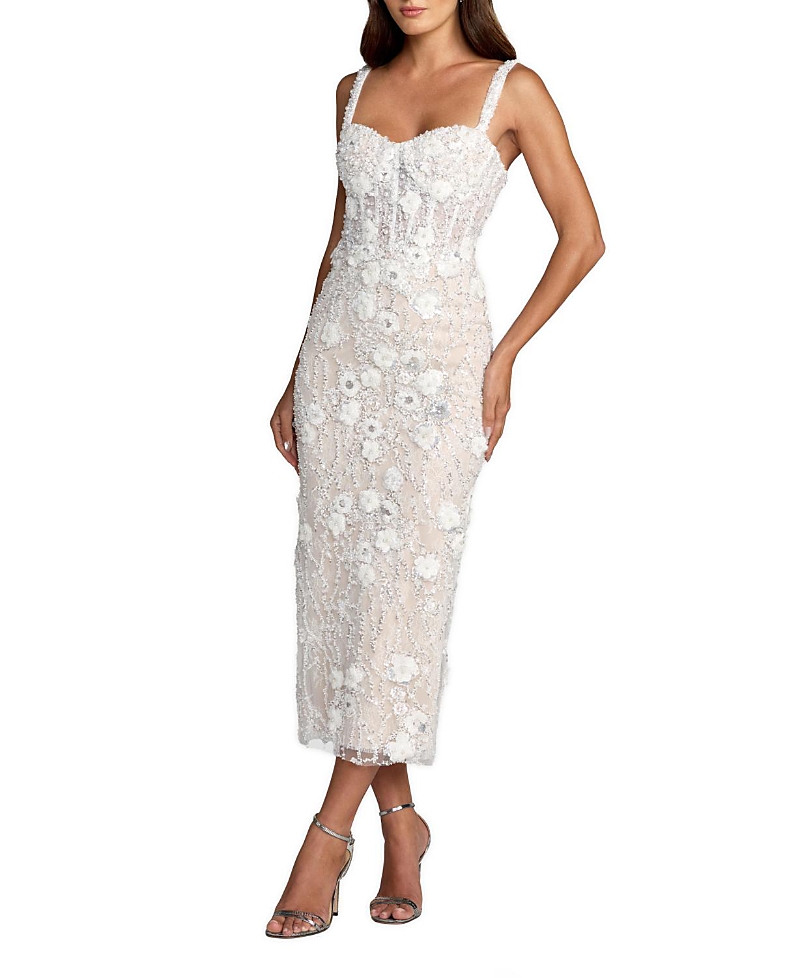 Mac Duggal Embellished Lace Sleeveless Midi Dress