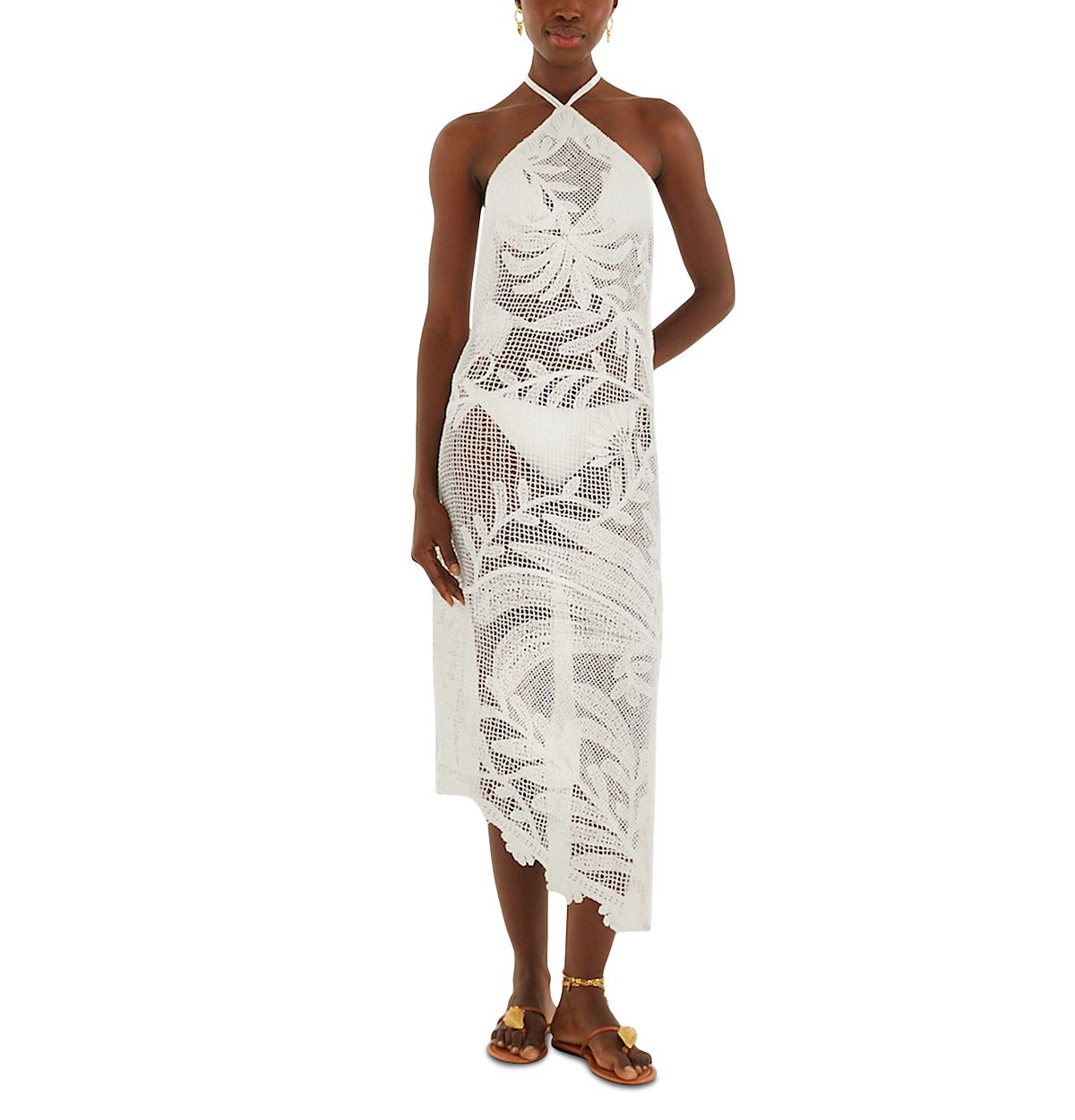 Farm Rio Cotton Crochet Midi Dress Swim Cover-Up
