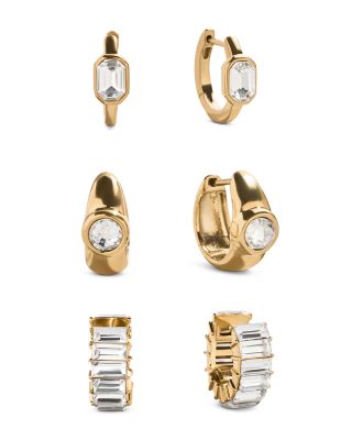 Tyra Crystal Cuffs & Hoop Earrings, Set of 3