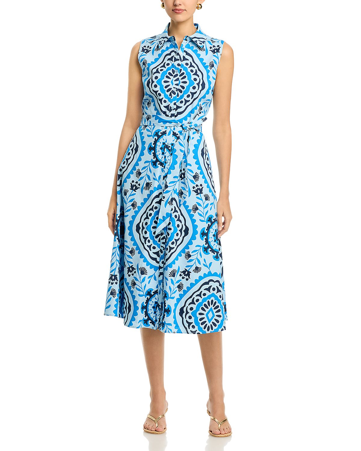 T Tahari Sleeveless Button Down Midi Dress