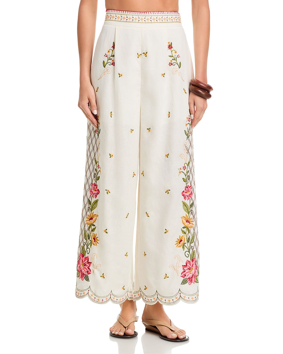 Farm Rio Floral Embroidered Pants