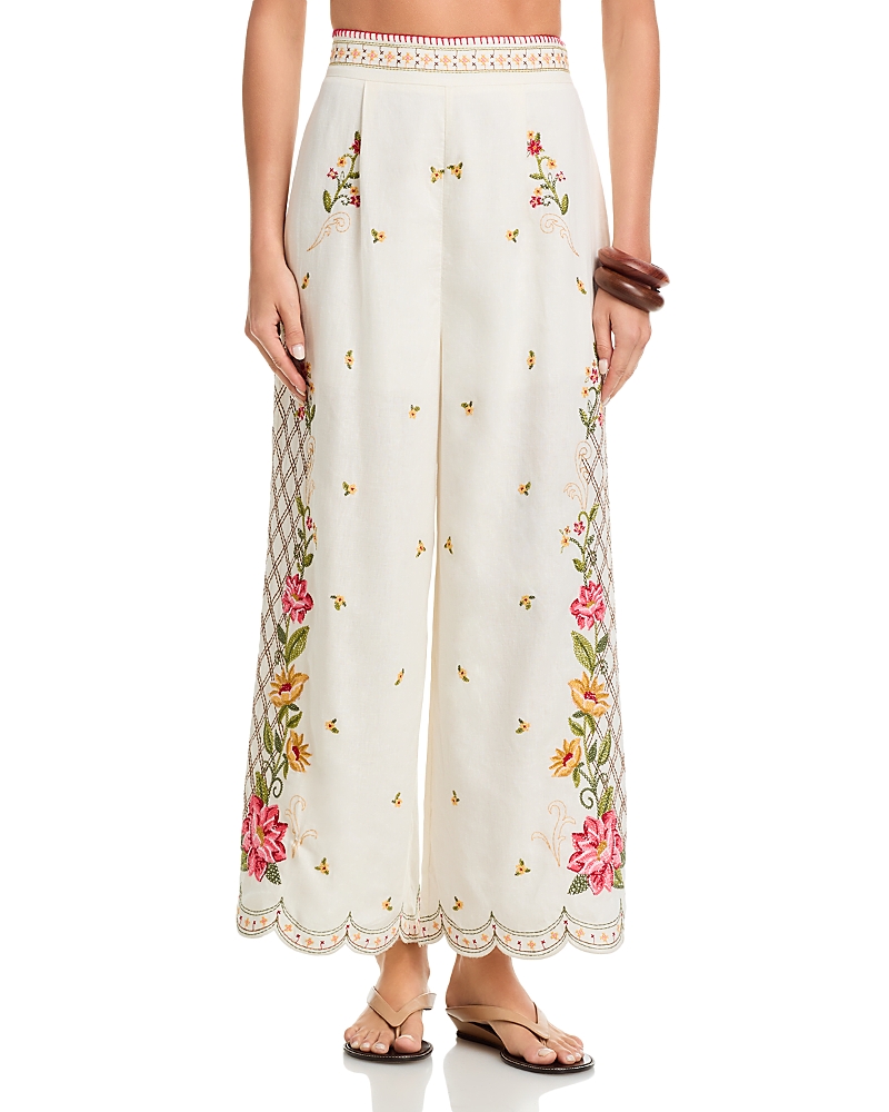 Farm Rio Floral Embroidered Pants