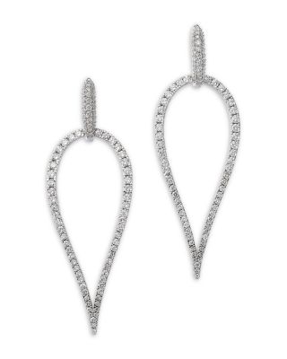 Diamond Open Drop Earrings in 14K White Gold, 3.0 tcw