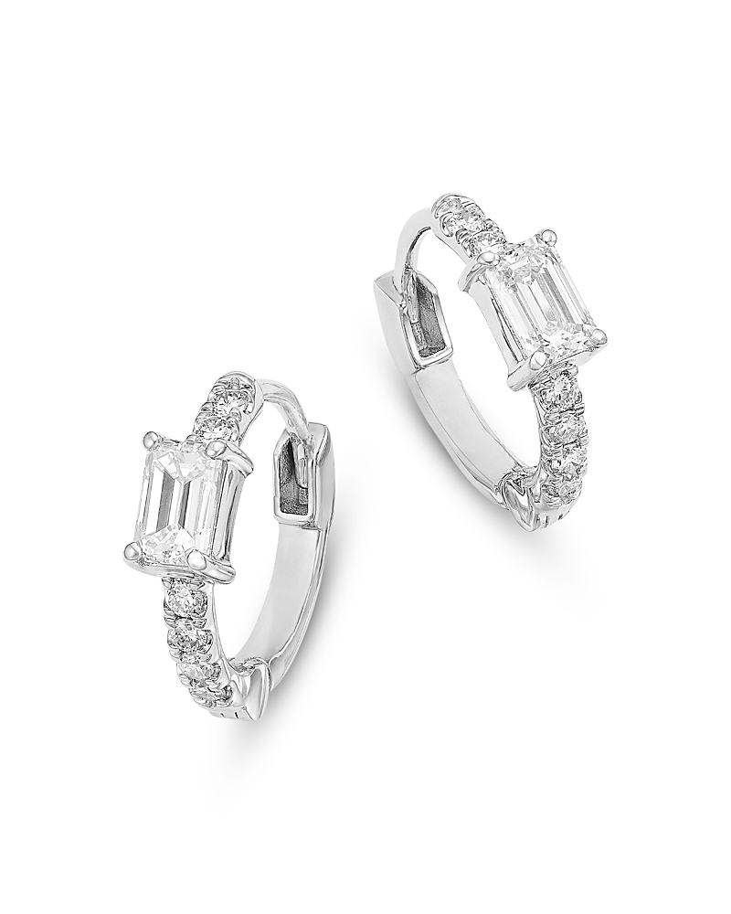 Bloomingdale's Fine Collection Luxe Collection Certified Lab Grown Diamond Huggie Hoop Earrings in 14K White Gold, 0.5 tcw