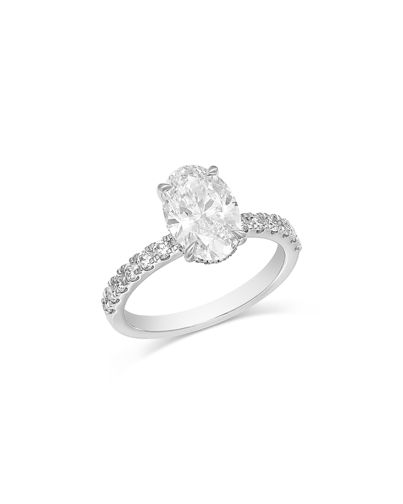 Bloomingdale's Fine Collection Luxe Collection Certified Lab Grown Diamond Oval Engagement Ring in 14K White Gold, 2.5 tcw