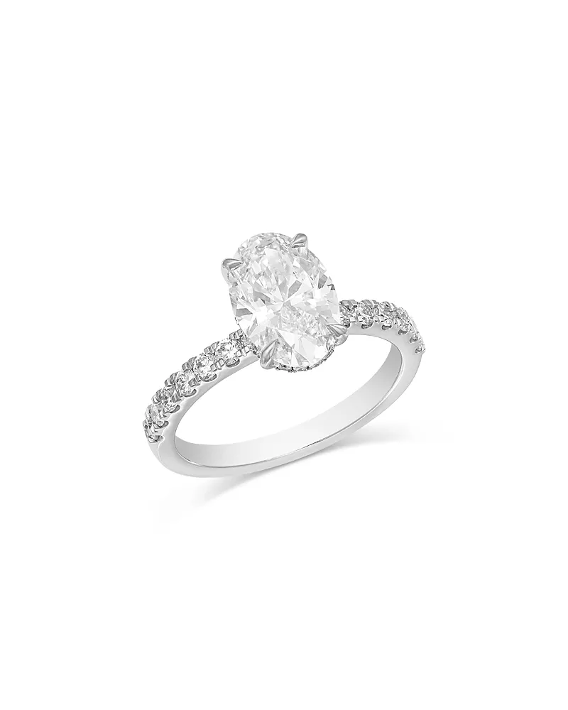 Bloomingdale's Fine Collection Luxe Collection Certified Lab Grown Diamond Oval Engagement Ring in 14K White Gold, 2.5 tcw