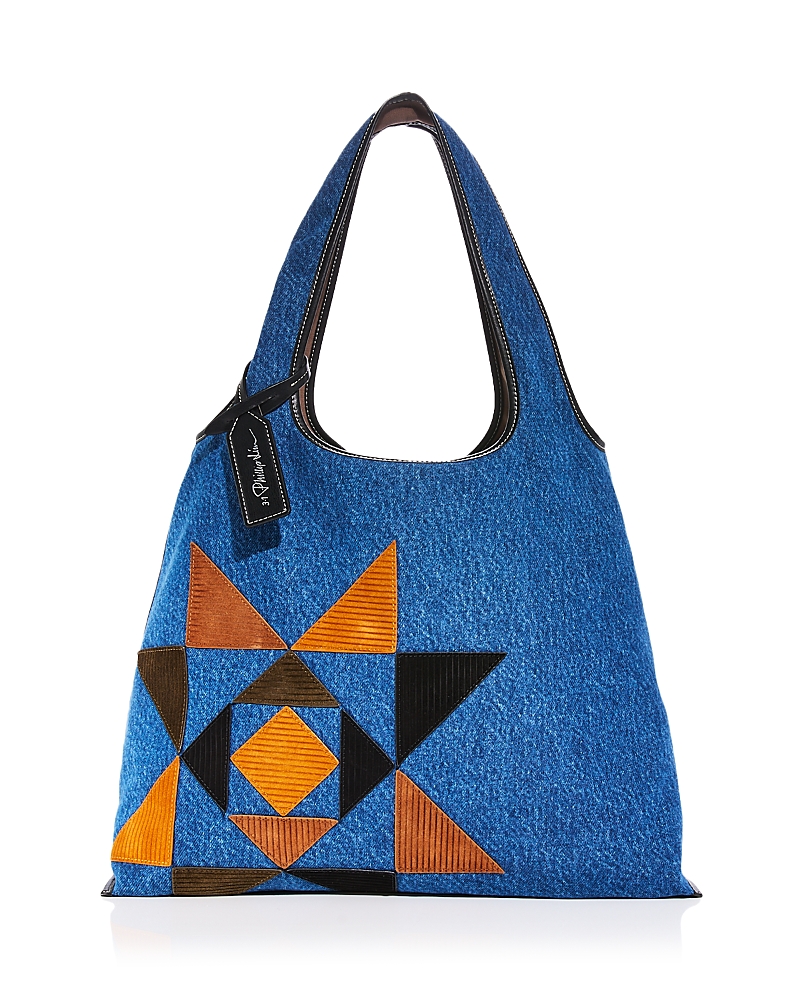 3.1 Phillip Lim Denim Market Tote With Suede Quilting