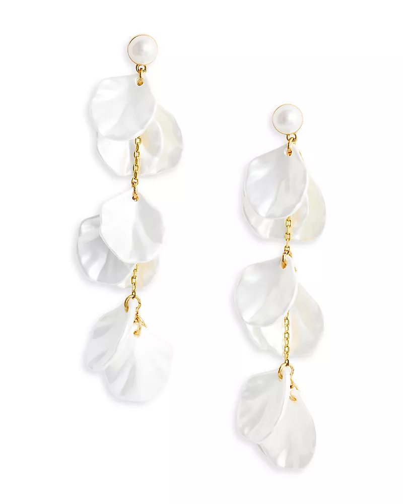 Self-Portrait Imitation Pearl Petal Tiered Earrings