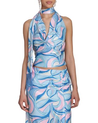 Satin Paisley Scarf Tie Halter Top