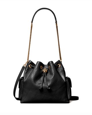 Charlie Quilted Leather Drawstring Bag