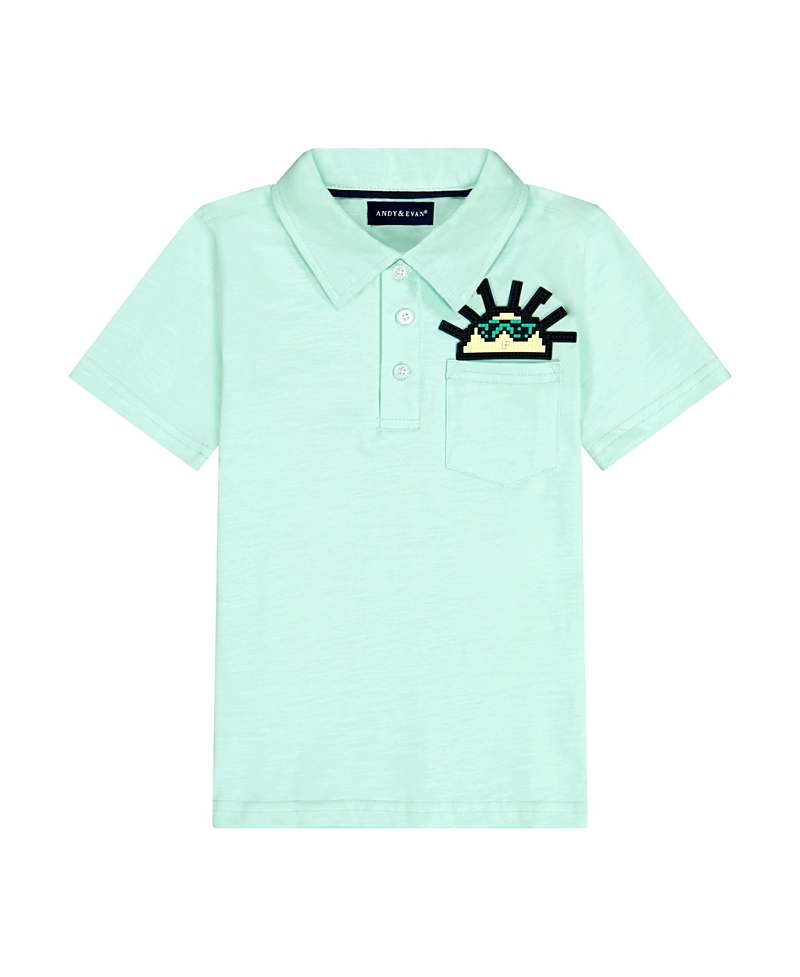 Andy & Evan Boys' Short Sleeve Polo with Patch Pocket Graphic - Little Kid