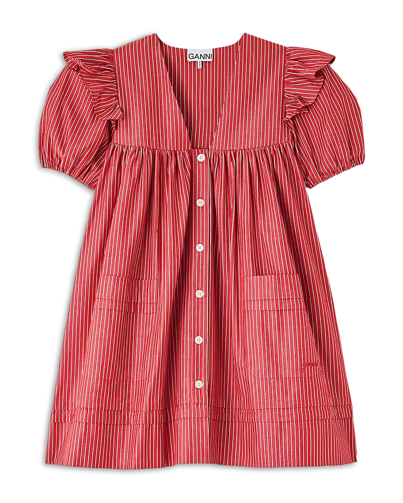 Ganni Striped Cotton Mini Dress