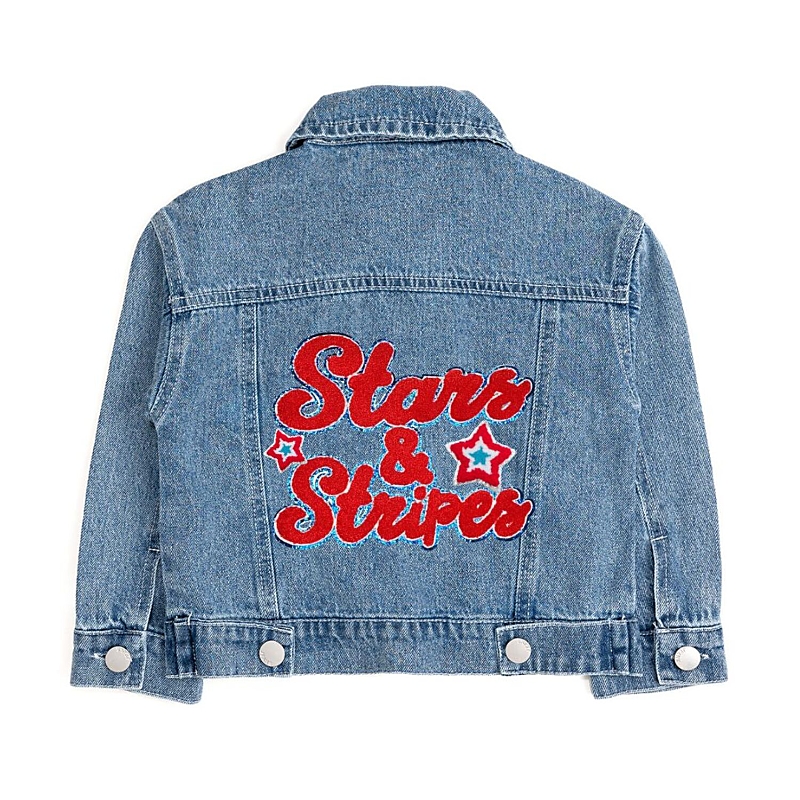 Sweet Wink Girls' Stars and Stripes Patch Denim Jacket - Little Kid, Big Kid