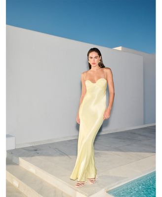 Devin Yellow Satin Maxi Dress