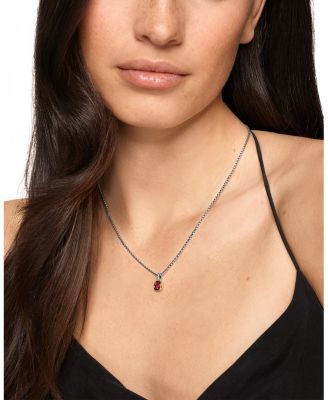 Mini Cushion Cut Amulet in Sterling Silver with 14K Yellow Gold and Rhodolite Garnet, 7.6mm
