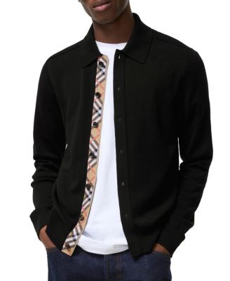  Check Trim Wool Cardigan