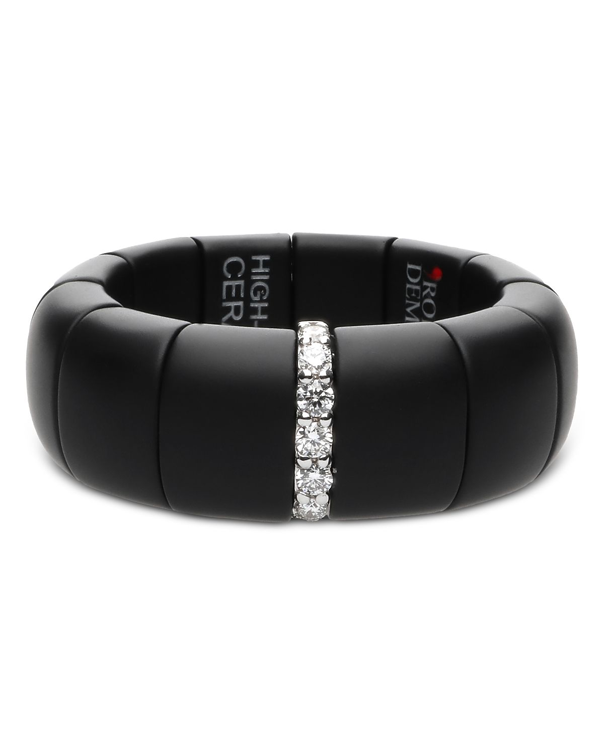 Roberto Demeglio Matte Black Ceramic Diamond Ring, 0.3 tcw