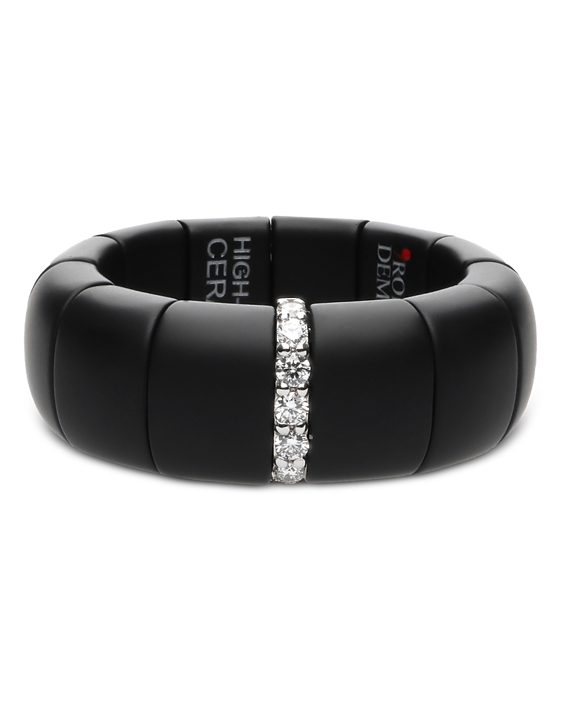 Roberto Demeglio Matte Black Ceramic Diamond Ring, 0.3 tcw