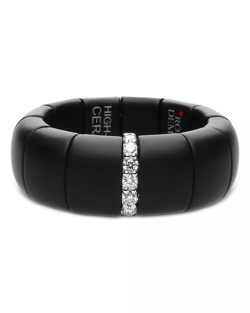 Roberto Demeglio Matte Black Ceramic Diamond Ring, 0.3 tcw