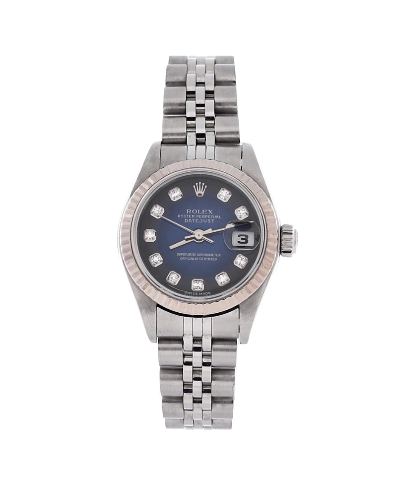 Pre-owned Pre-owned Rolex Rolex Oyster Perpetual Datejust Automatic Watch In Stainless Steel And White Gold With Dia In Blue