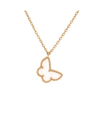  Sweet Alhambra Butterfly Pendant Necklace 18K Gold and Mother of Pearl, 15.75"