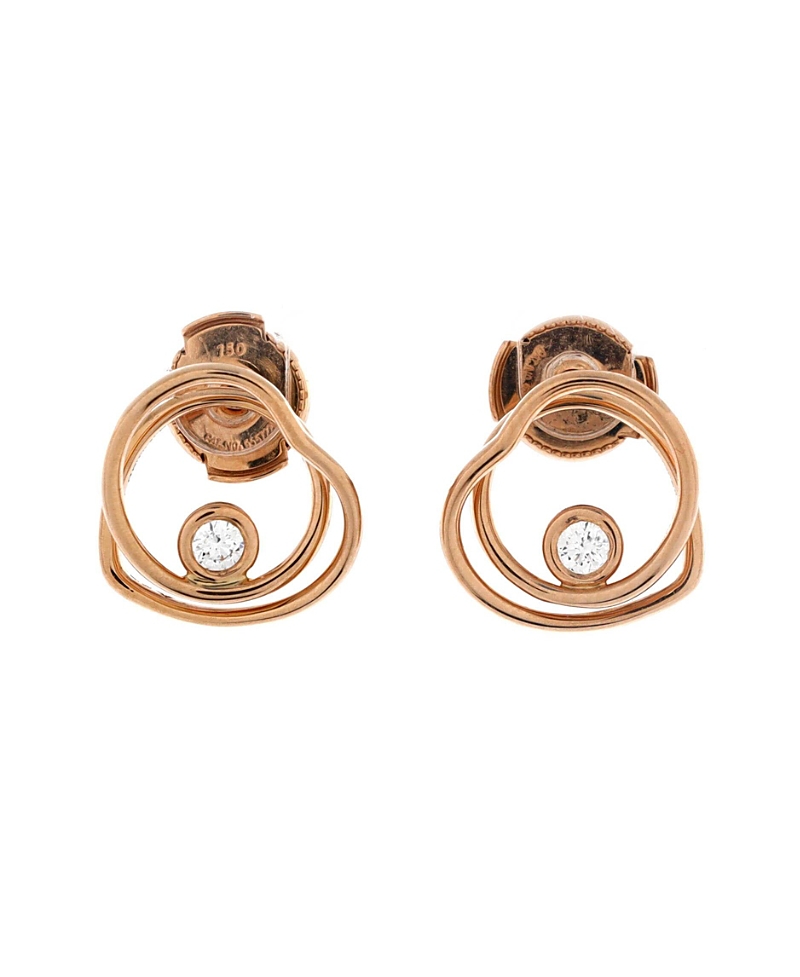 Pre-owned Pre-owned Hermes Hermes Tpm Vertige Coeur Stud Earrings 18k Rose Gold With Diamond