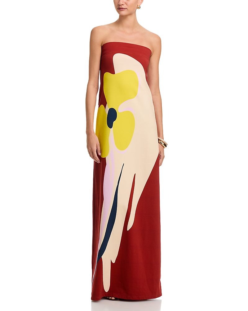Essentiel Antwerp Placed Floral Strapless Maxi Dress