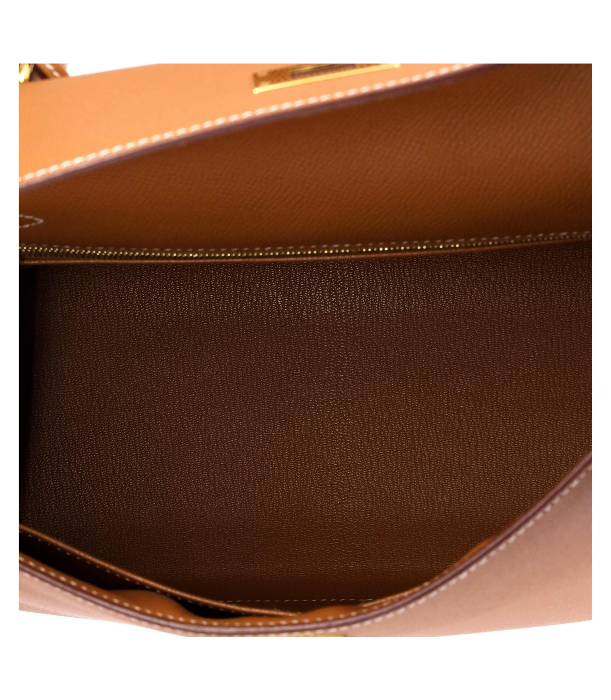 Kelly 28 Handbag Brown Epsom with Hardware — Image 8