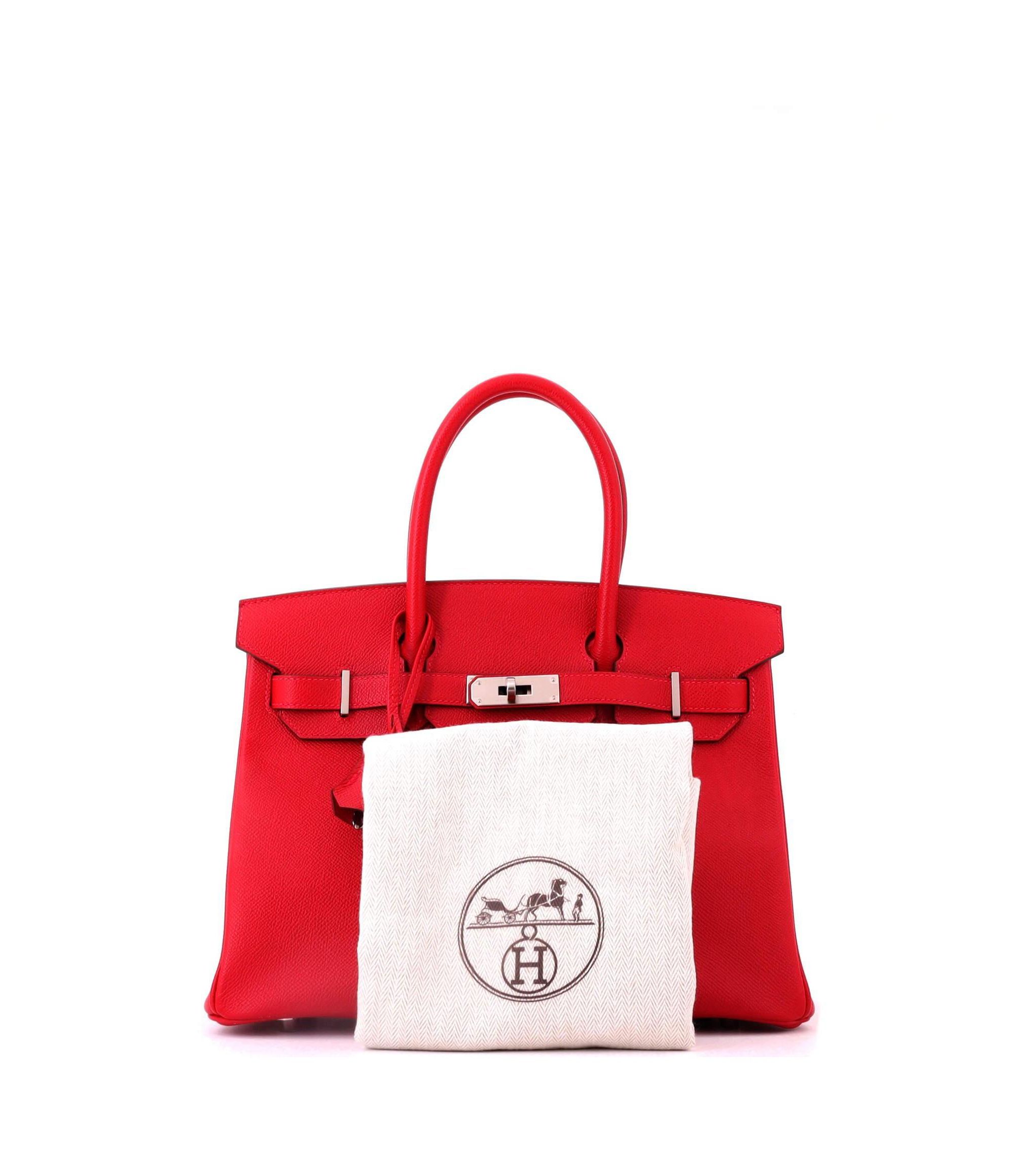 Birkin 30 Handbag Red Epsom with Palladium Hardware — Image 6