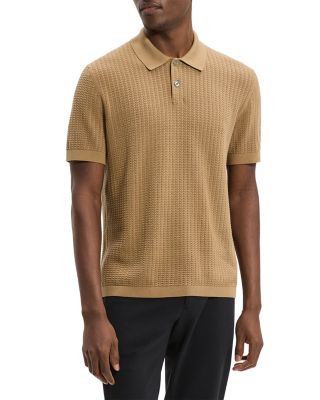 Short Sleeve Cable Knit Polo in Tactile Cotton