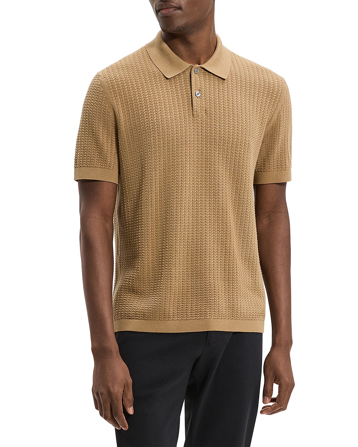 Theory Short Sleeve Cable Knit Polo