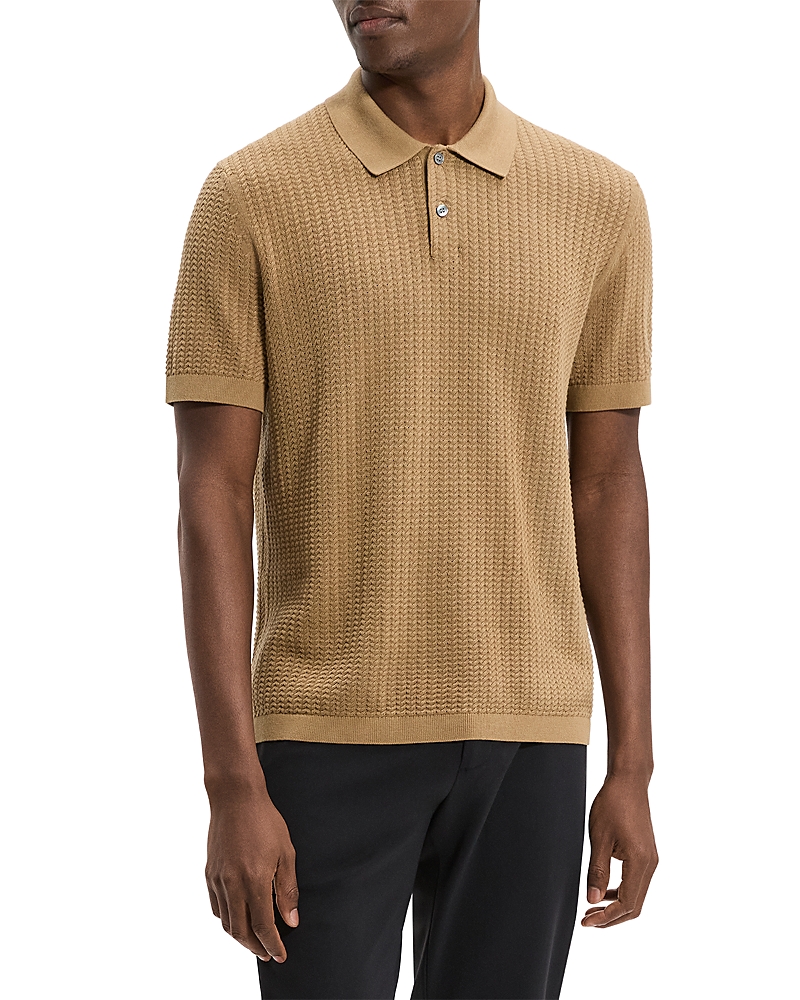 Theory Short Sleeve Cable Knit Polo in Tactile Cotton