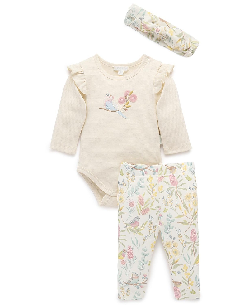 Purebaby Girls' 3 Piece Australiana Set with Headband - Baby
