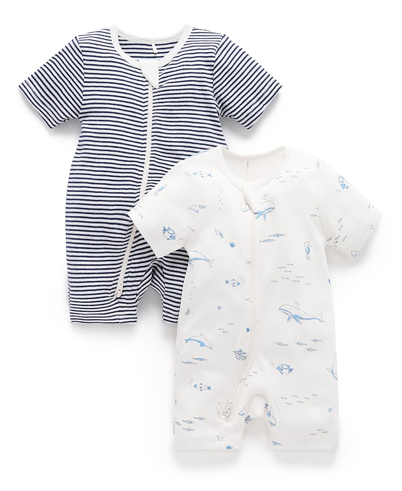 Purebaby Boys' 2 Pack Short Zip Romper - Baby