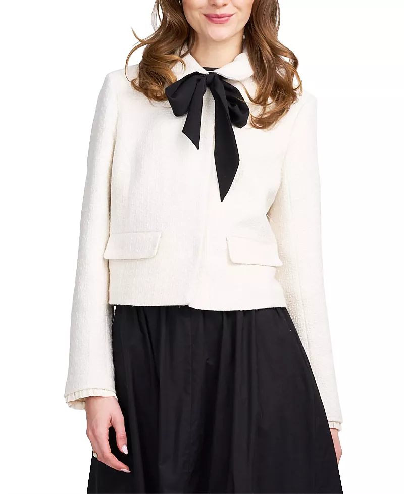Elle Collection Tweed Jacket with Bow