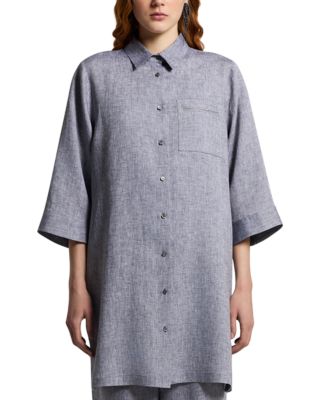 Peserico Linen Tunic Shirt In Black