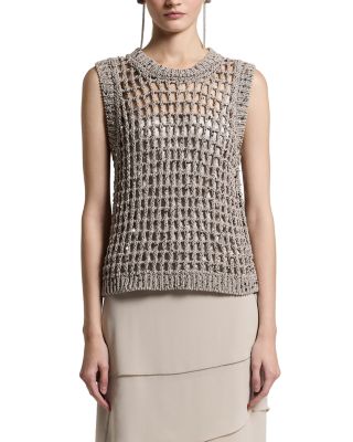 Sequinned Open Knit Sweater