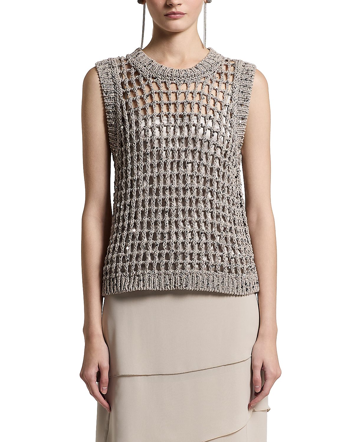Peserico Sequinned Open Knit Sweater