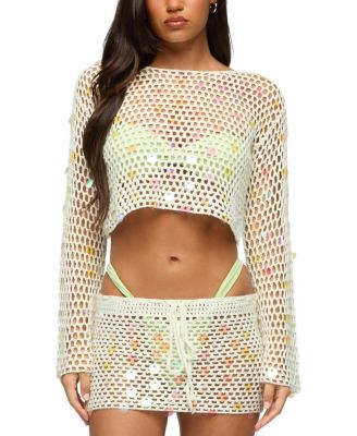 Kirah Sequin Crochet Top