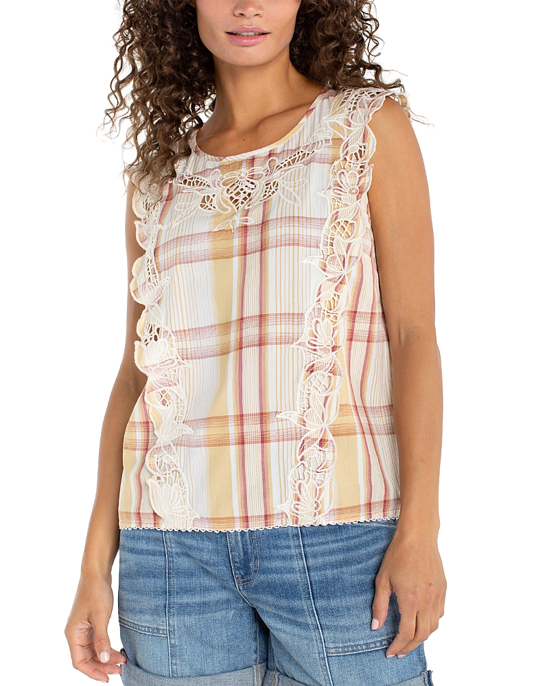 Liverpool Los Angeles Embroidered Dolman Cap Sleeve Top