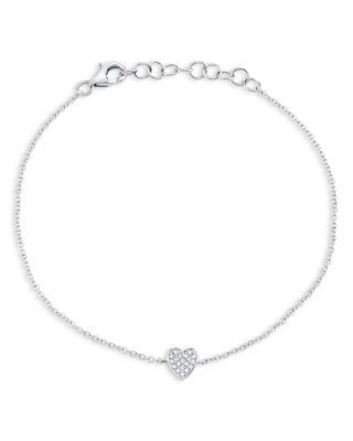 Moon & Meadow 14K Gold Diamond Pave Heart Chain Bracelet, 0.04 tcw