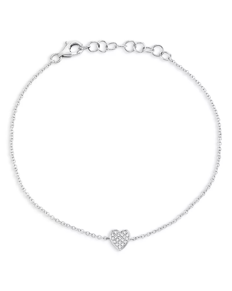 Moon & Meadow 14K Gold Diamond Pave Heart Chain Bracelet, 0.04 tcw