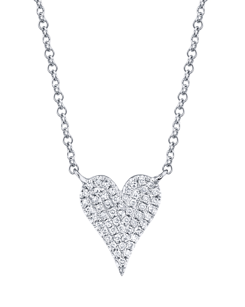 Shy Creation 14K Gold Kate Diamond Pave Heart Pendant Necklace, 0.11 tcw