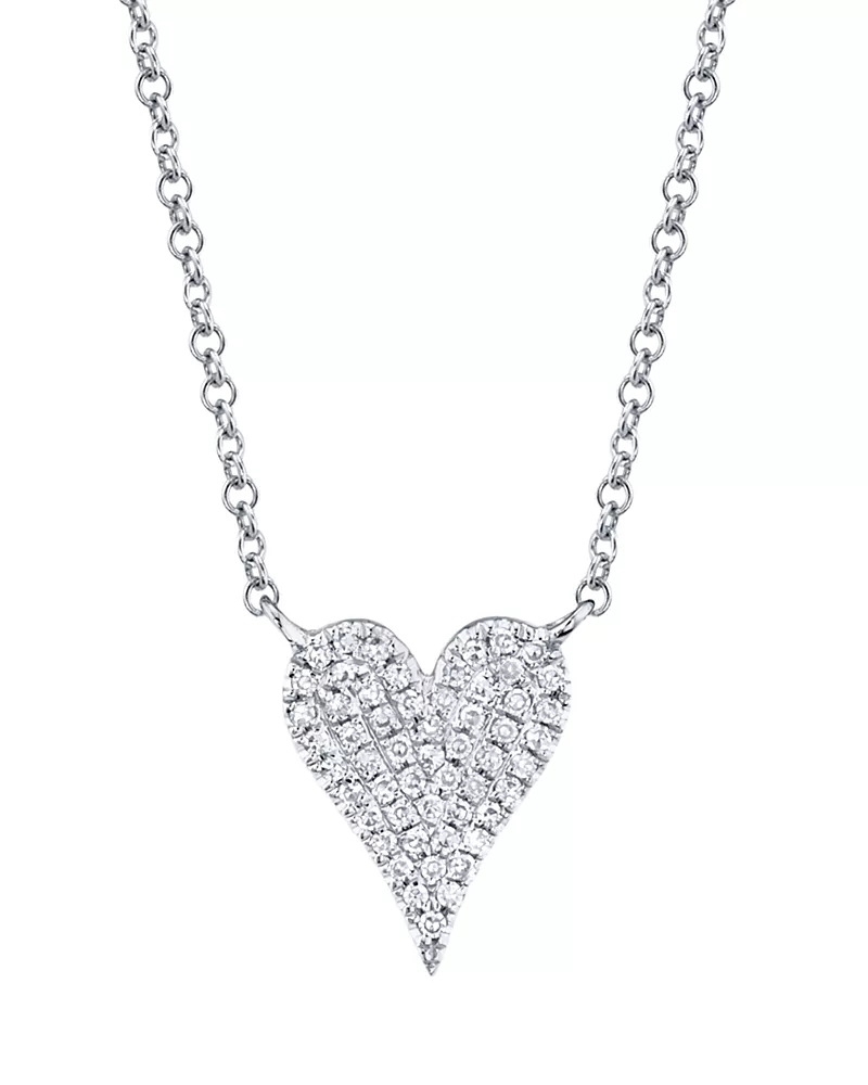 Shy Creation 14K Gold Kate Diamond Pave Heart Pendant Necklace, 0.11 tcw